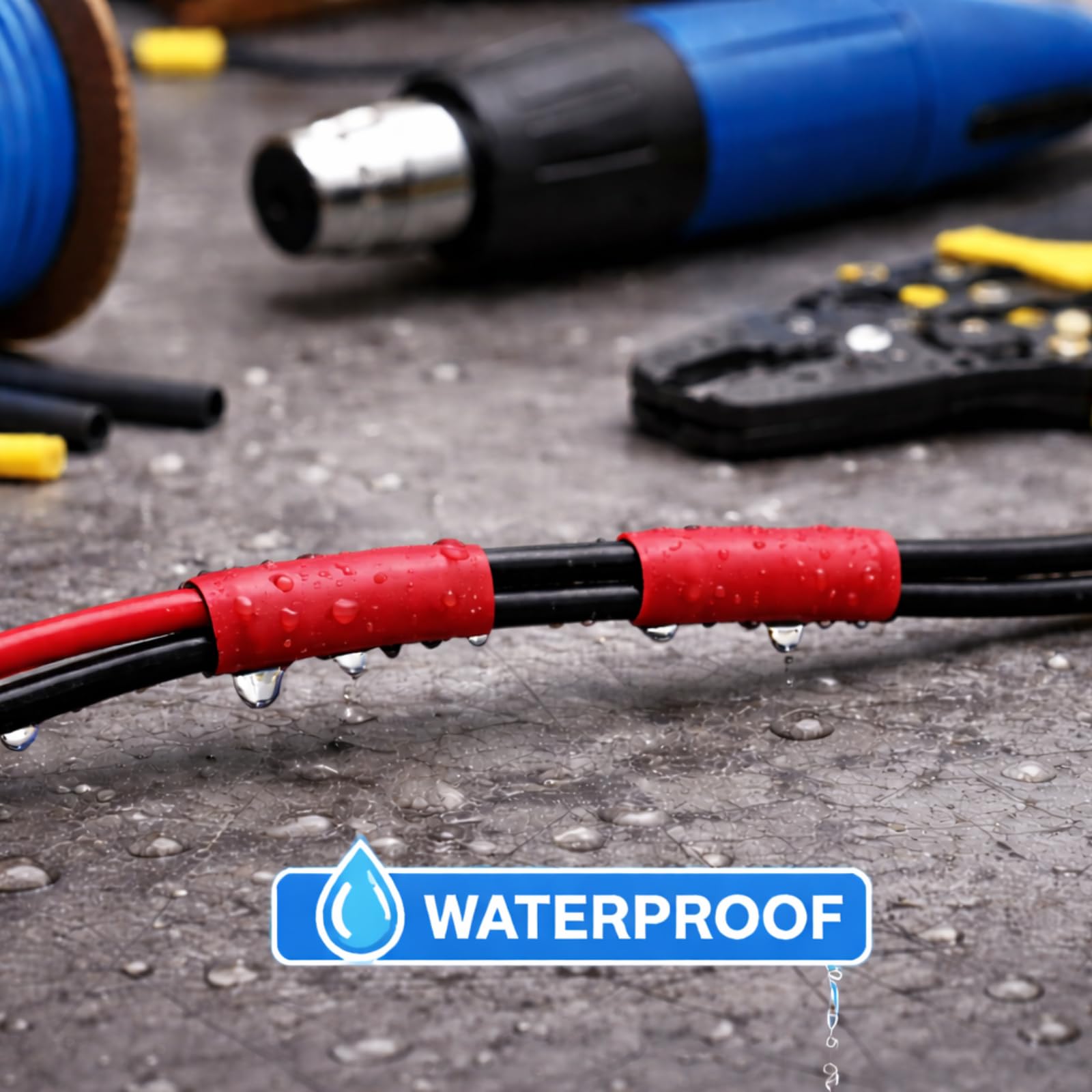 Tubo termocontraíble, relación 2:1, alta resistencia a la tracción, impermeable, para cableado eléctrico y automotriz (rojo, Ø20 mm x 100 m)