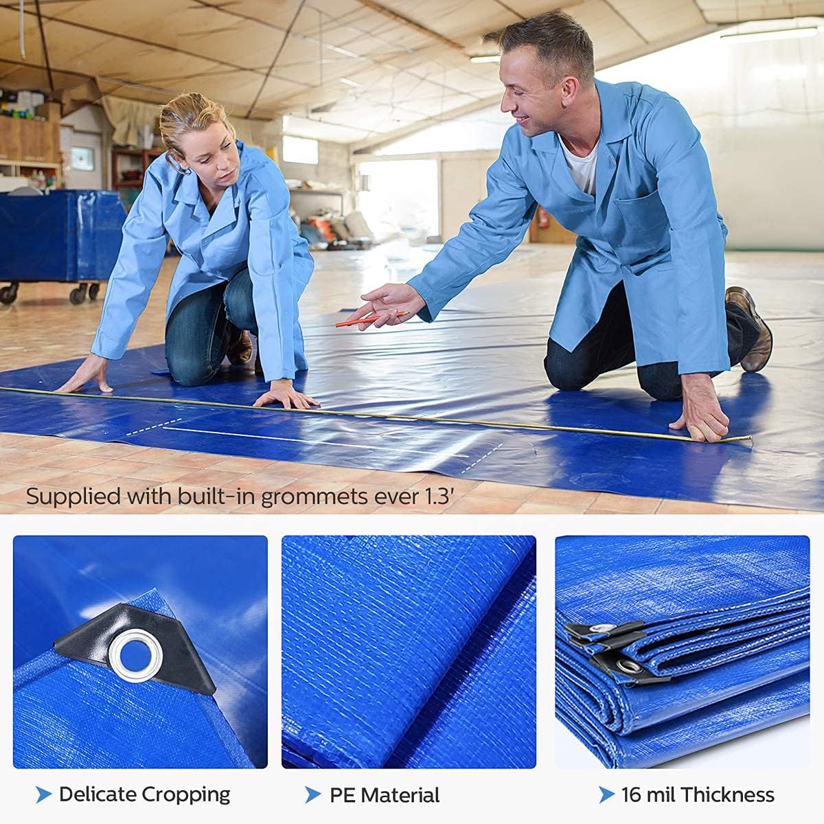 Heavy Duty Tarp Waterproof 10x12, Sunallin Camping Tarps Super Heavy Duty Waterproof 16 Mil Thick, Large Multi-Purpose, Tarp Poly Cover : Tools & Home Improvement