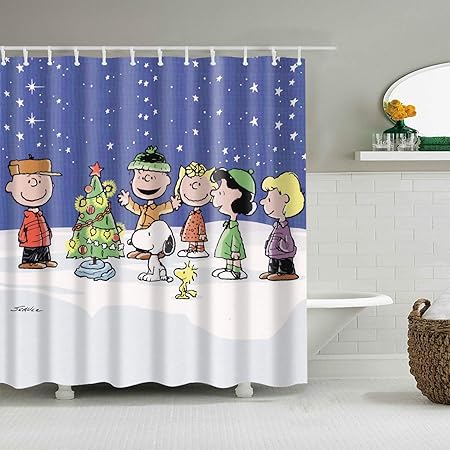 Amazon Com Peanuts Holiday 70 Inch X 72 Inch Shower Curtain With Hooks Home Kitchen
