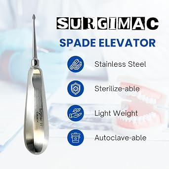 SURGIMAC Dental Elevator #60 Spade Elevator Concave Tip Stainless Steel Root Extracting Elevator