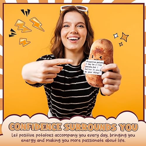 Miniatura 7 de PullCrease Divertida patata grande y linda de 5.3 pulgadas, juguete suave de patata inspiradora, regalo de patata con tarjeta de energía positiva,