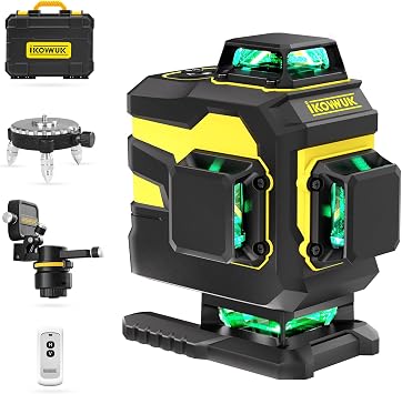 IKOVWUK 4x360 Laser Level Pro Kit, Self-leveling Tool for Construction, Tiling Floor & Picture Hanging, 4D Cross Line Laser Level with Fine-tuning Bracket, 16 Lines Laser level with 2*4000mAh Battery