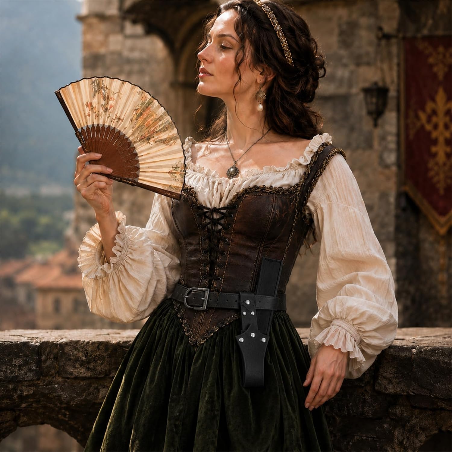 Ren Faire Accessories - Fan Holster for 8.5 Inch Folding Hand Fan