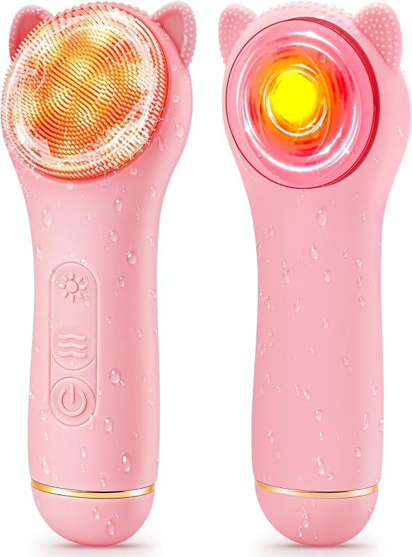 Escova elétrica de limpeza facial Garimus, recarregável e à prova d’água, rosa