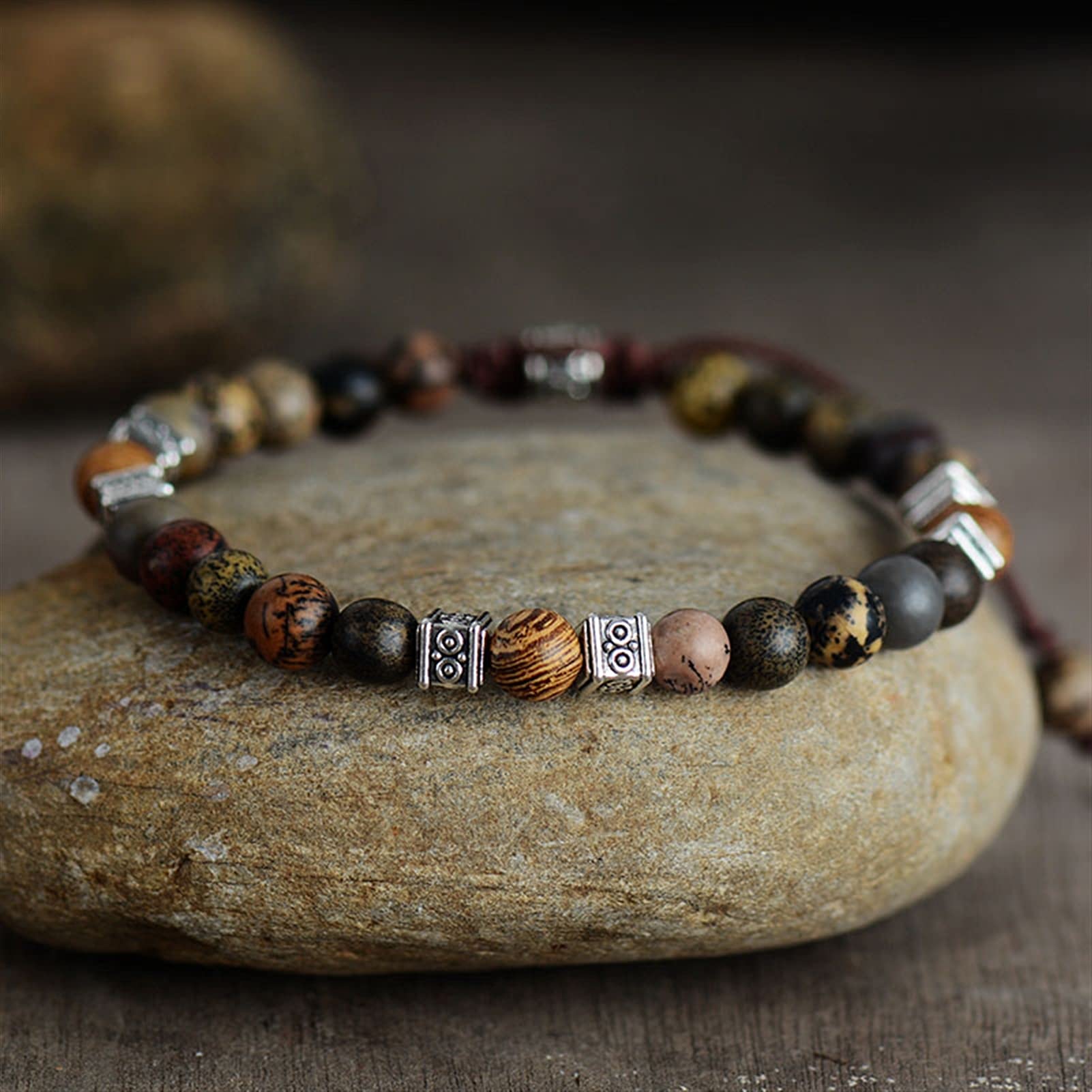 Pulsera de Piedra Natural Pulseras Cuentas Pulseras de macramé Amantes de la Amistad Parejas Pulsera Ajustable Bijoux Joyería Pulsera Joyería