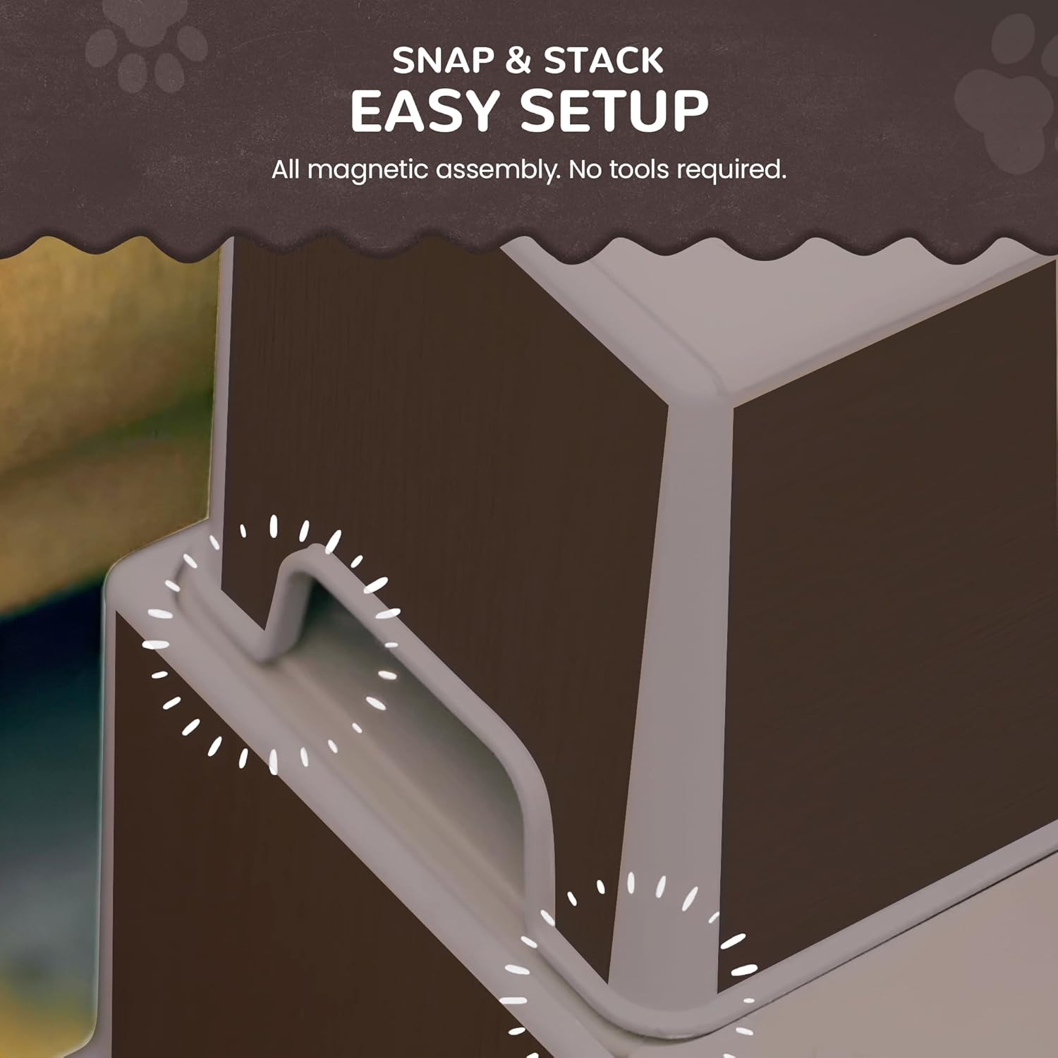 Pet Easy Steps Stairs for Small & Med Dog Cat Bed Sofa Chair - Adjustable Height & Portable - Stable with Rubberized Anti- Slip Mat & Magnetic Alignment - Easy 10 Second Setup - Espresso