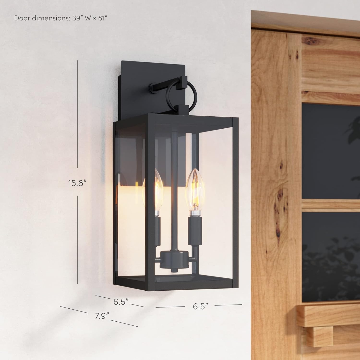 Nathan James Ferris Outdoor Black Wall Sconce Light Fixture, Porch Lantern for Exterior with Iron Frame and Clear Glass Shade, Black/Clear : Everything Else