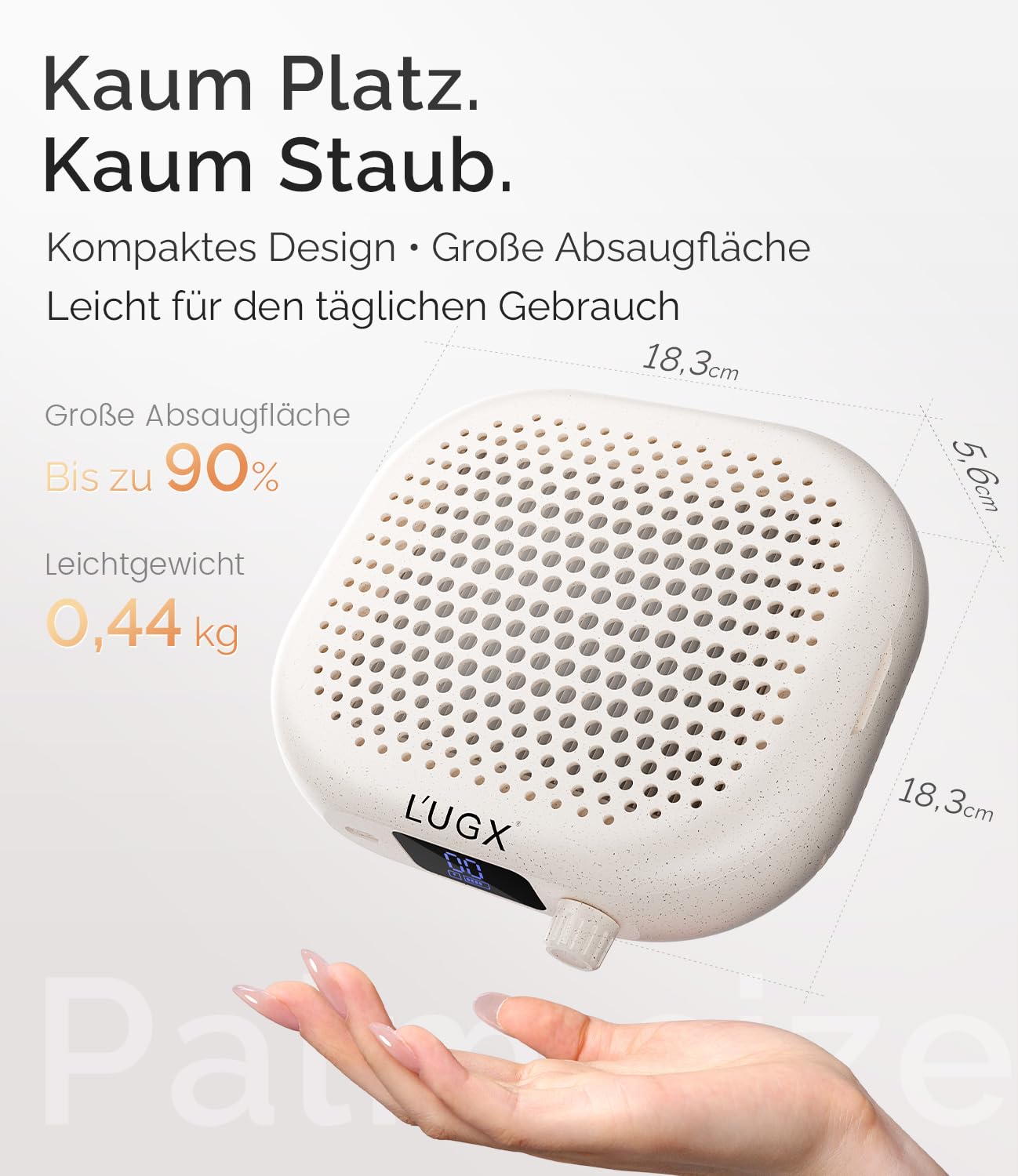 L'UGX Aspirateur à ongles avec 2 filtres - Rechargeable - Professionnel - Aspiration puissante - Pour ongles en gel - Kit de manucure - Studio et maison - 207