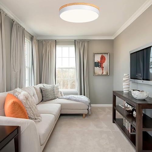 Miniatura 4 de Lámpara de techo de madera moderna regulable, LED blanco 5CCT 2700K-6000K montaje empotrado, accesorios de iluminación redondos para cocina, sala de