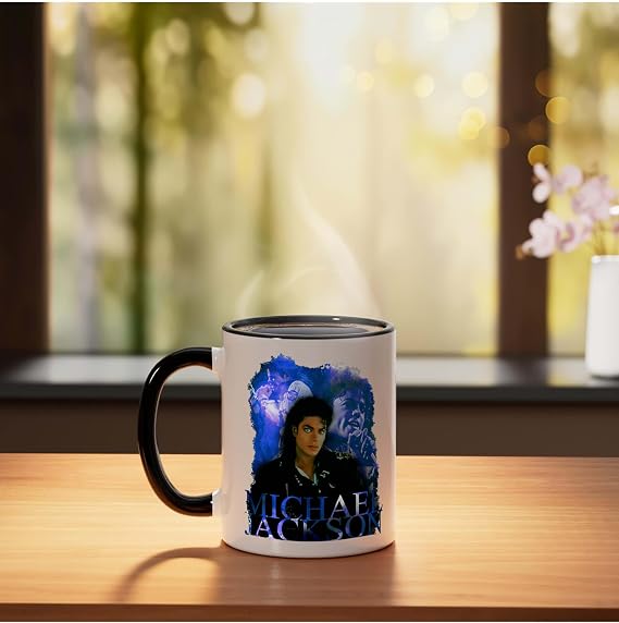 Michael Jackson 129 Back Print Ceramic Mug, Black/White, 11oz