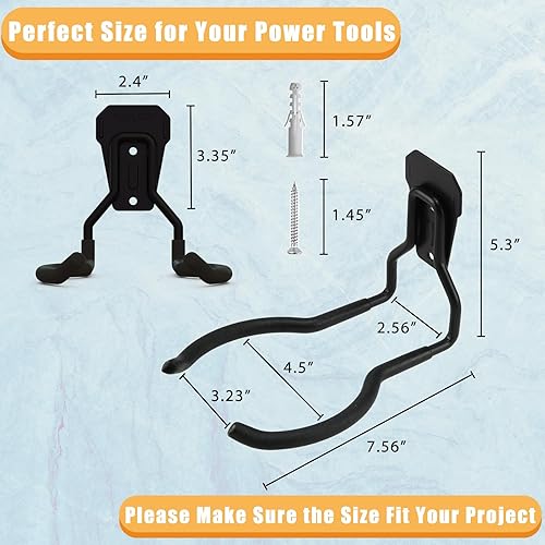 Miniatura 2 de Gancho para herramientas eléctricas, ganchos de pared de garaje, ganchos de utilidad para organizadores de herramientas de garaje y almacenamiento