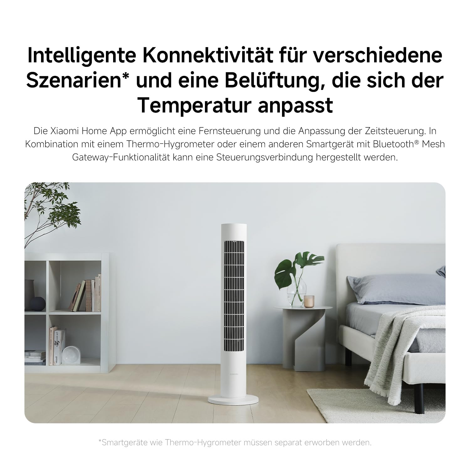 XIAOMI Smart Tower Fan 2 - Standventilator 150° Oszillation mit natürlichen Luftprofilen, Energiesparend, Ultra Leise 28.7dB(A), App-Steuerung, Weiß