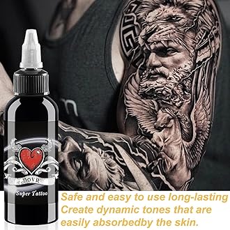 BAODELI Black Tattoo Ink for Human Skin - and Vegan-Friendly Tattoo Ink for Professional Body Arts, Bottle (60ML)