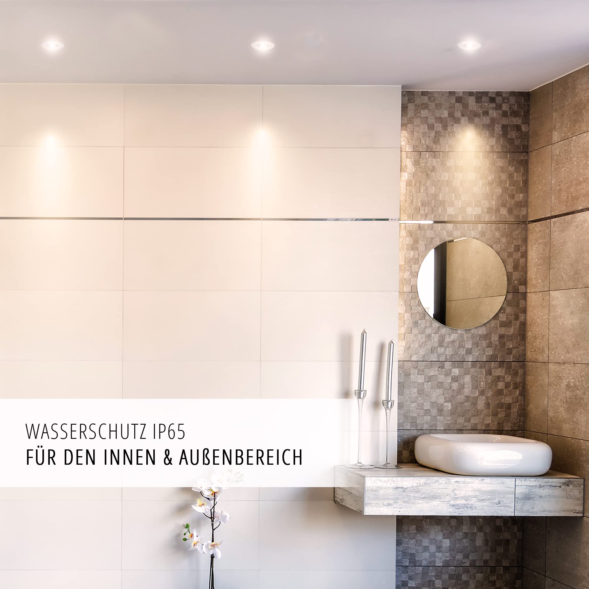 linovum ATOA - Set di 4 faretti da incasso rotondi bianchi orientabili a 360° IP65 LED 6W 3 colori CCT dimmerabili - faretto LED da incasso bagno 230V