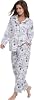 Womens Silk Satin Pajamas Set Button Down 2 Piece Pjs Long Sleeve Oversized Sleepwear with Pockets