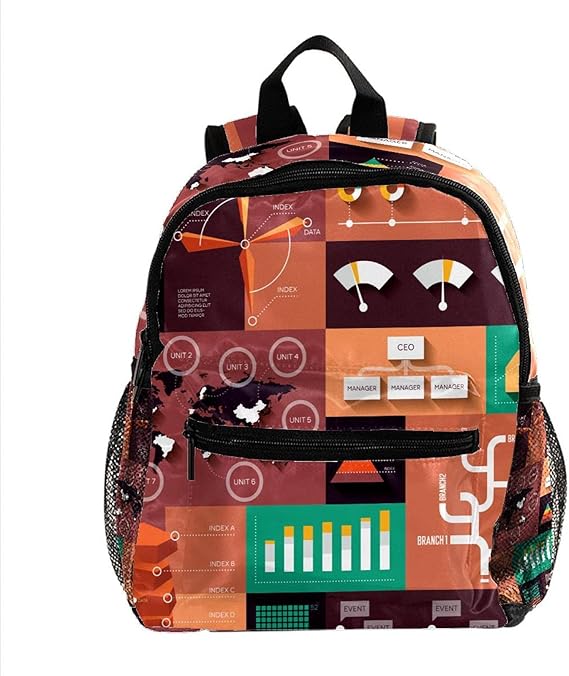 Mini Laptop Backpack Laptop Bag for Women retro info graphic for work