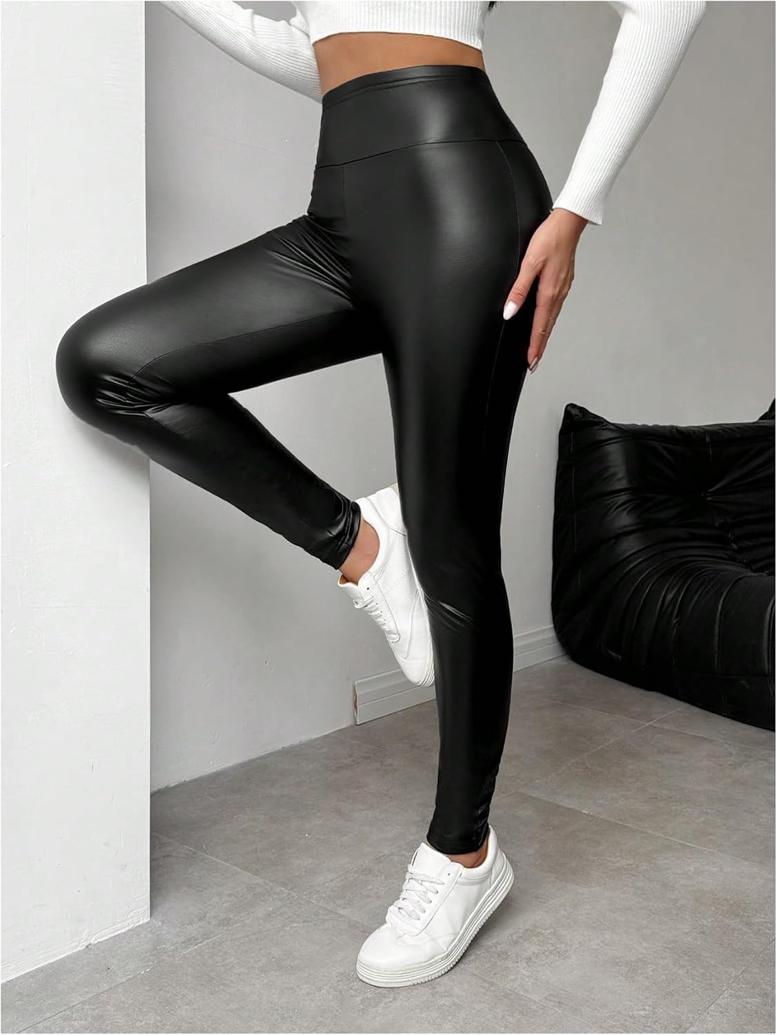 Women's Faux Leather Thermal Stretchy High Waisted Skinny Pants