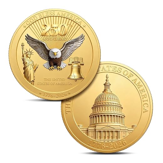 250 Anniversary Coin America 250 Anniversary USA Merchandise 1776-2026 Coins 250th Commemorative Coin 250 Years of Freedom Challenge Coins Ideal Collectible, 1 pc