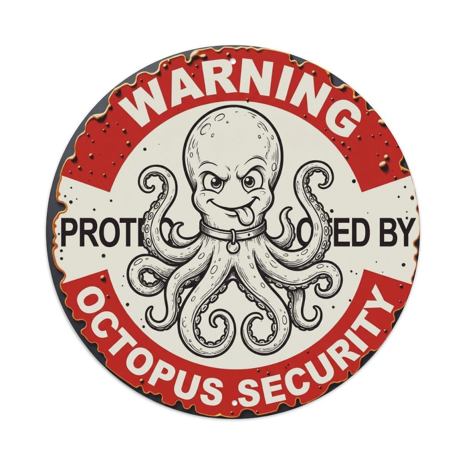 Tgrcjimh Style Metal Tin Sign Warning Protected By Octopus Security Vintage