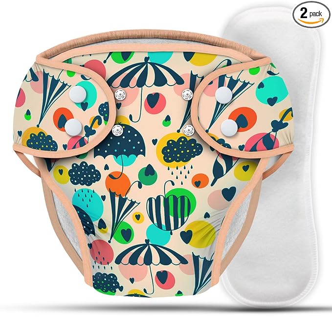 Paw Paw Reusable Baby Washable Cloth Diaper Nappies with Wet-Free Inserts for Babies/Infants/Toddlers (Large (8-12 Kg), Snow Flakes Print)