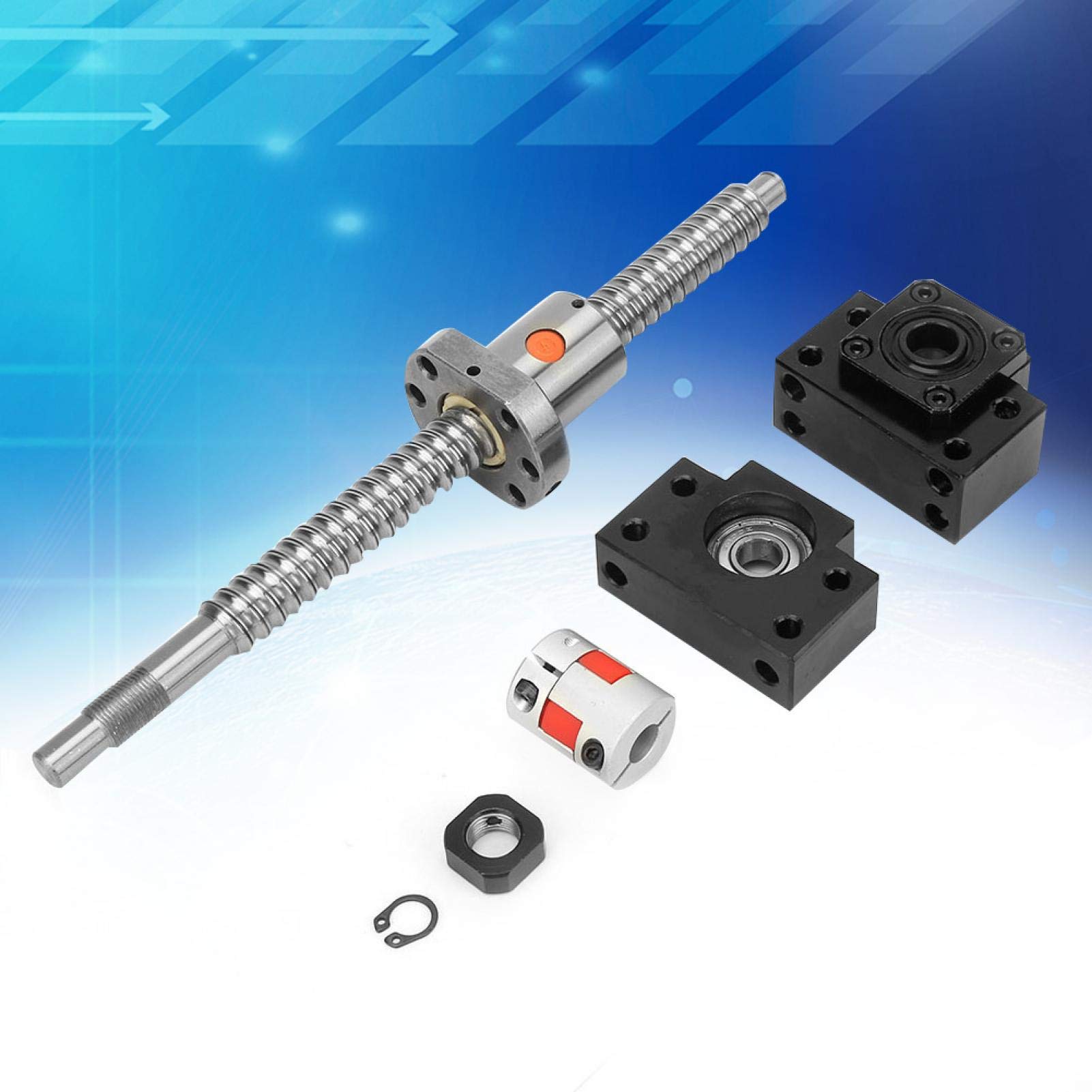 Vis à Billes, Jeu de vis à Billes, 1 Jeu de vis à Billes en Acier Inoxydable SFU1605 250mm et écrou et Support BK/BF12 et Accouplement 6.35 * 10mm