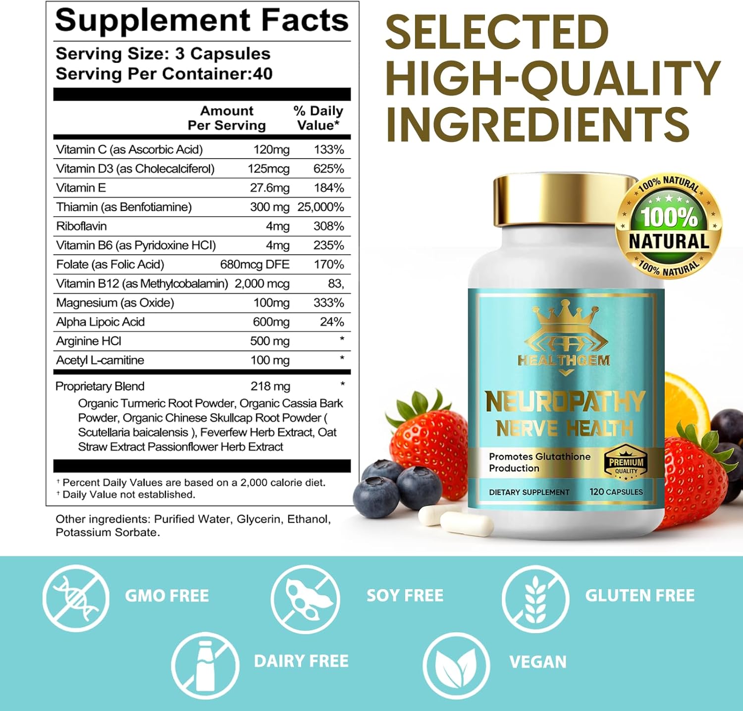 Neuropathy Support, Natural Nerve Supplement, Nerve Savior for Neuropathy with Pure Alpha Lipoic Acid, Fortify Nerves in Hands, Neck, Feet & Toes - 120 Capsules | 40-Day Supply - Image 5