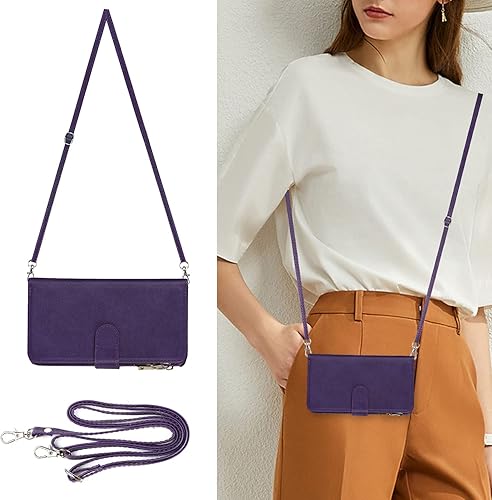 Miniatura 2 de Cavor Funda magnética para Samsung Galaxy S23 Ultra con soporte y correa, funda de cuero a prueba de golpes y tapa de cuero a prueba de golpes para