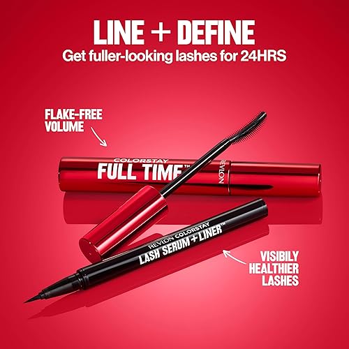 Revlon ColorStay Full Time Mascara, Volumizing Eye Makeup, 24 Hour Wear, Smudge-Proof, Non-Clumping and Flake-Free Formula, 401 Blackest Black(403 Natural Brown)