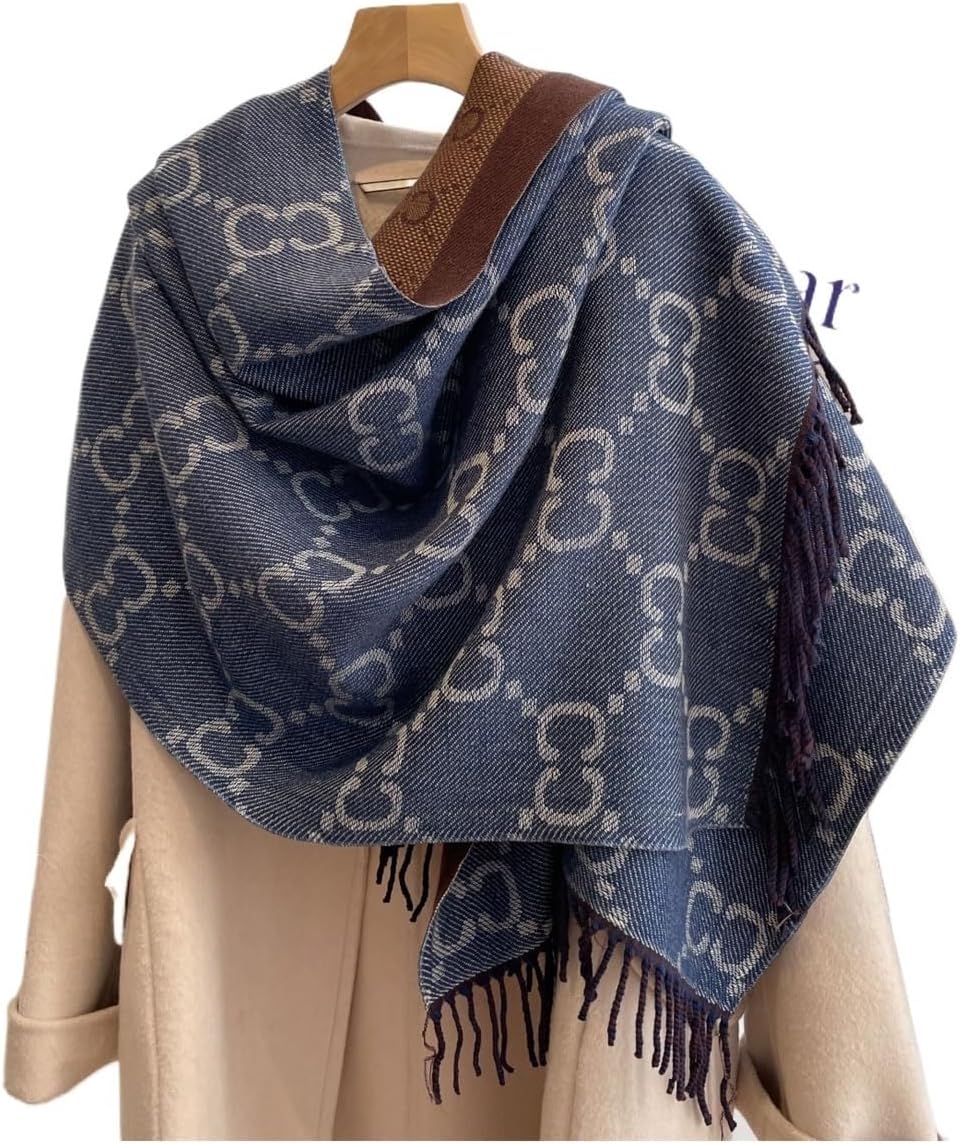 Winter Two-Sided Long Fringe Scarves Women Thicken Wrap Shawl Ladies Warm Scarf