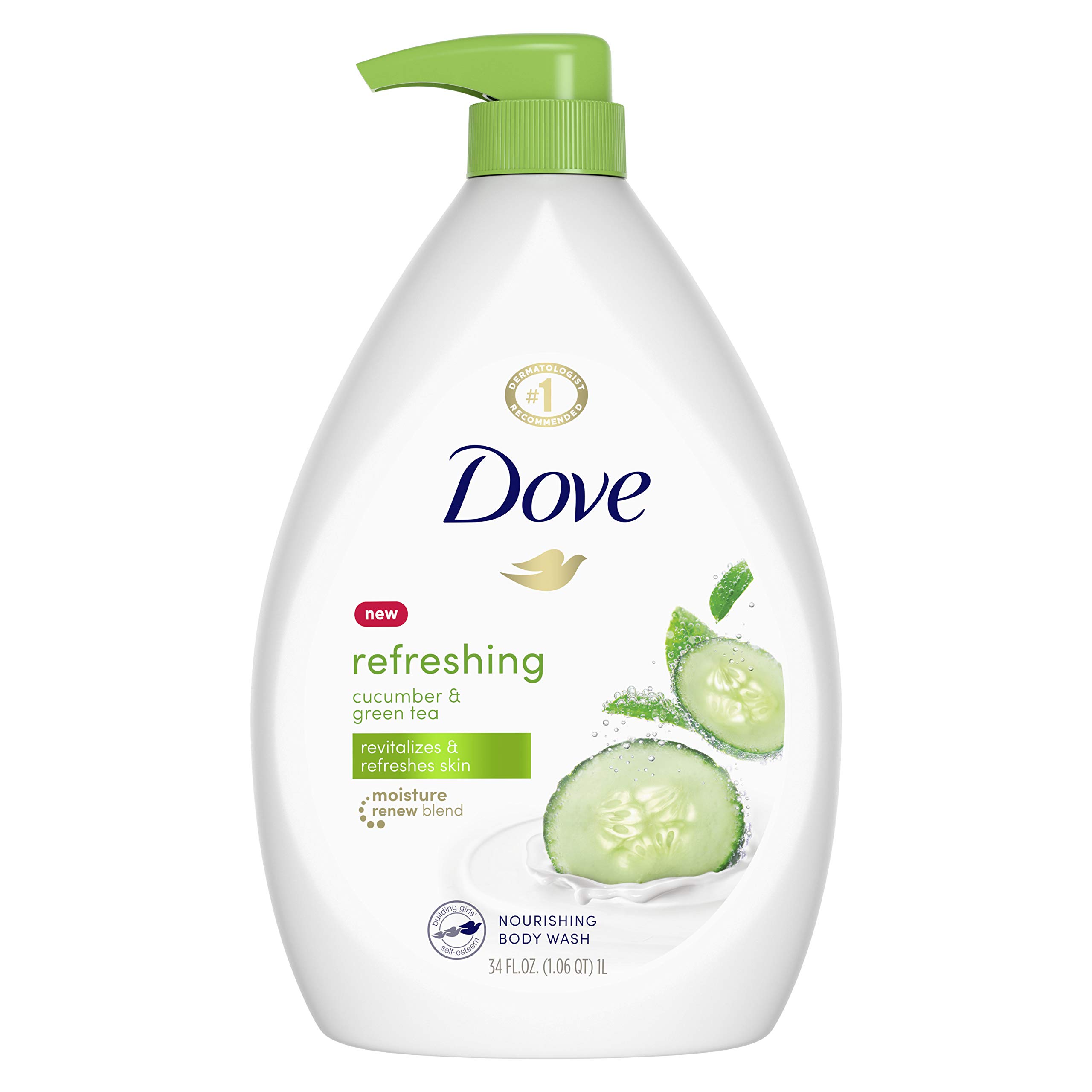 Dove Body Wash Pump For Dry Skin Cucumber and Green Tea Sulfate Free Body Wash 34 oz