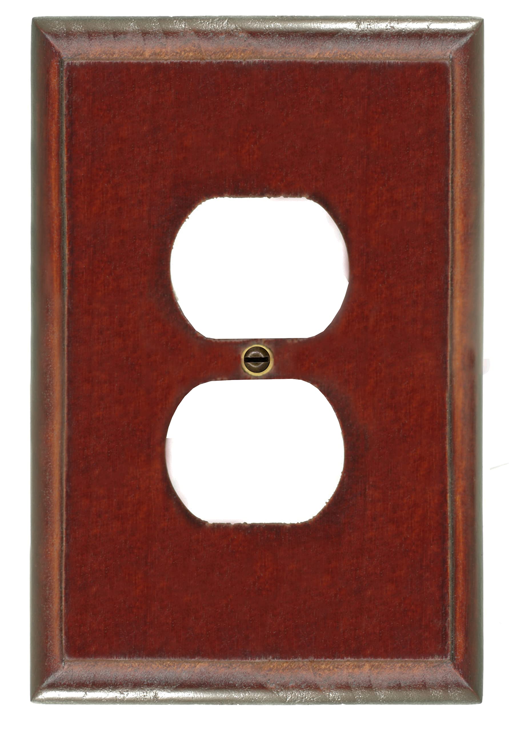 Dark Cherry Wood Wall Plate, single duplex, genuine wood, size 5.5"x3.5x3/16" _4-407D
