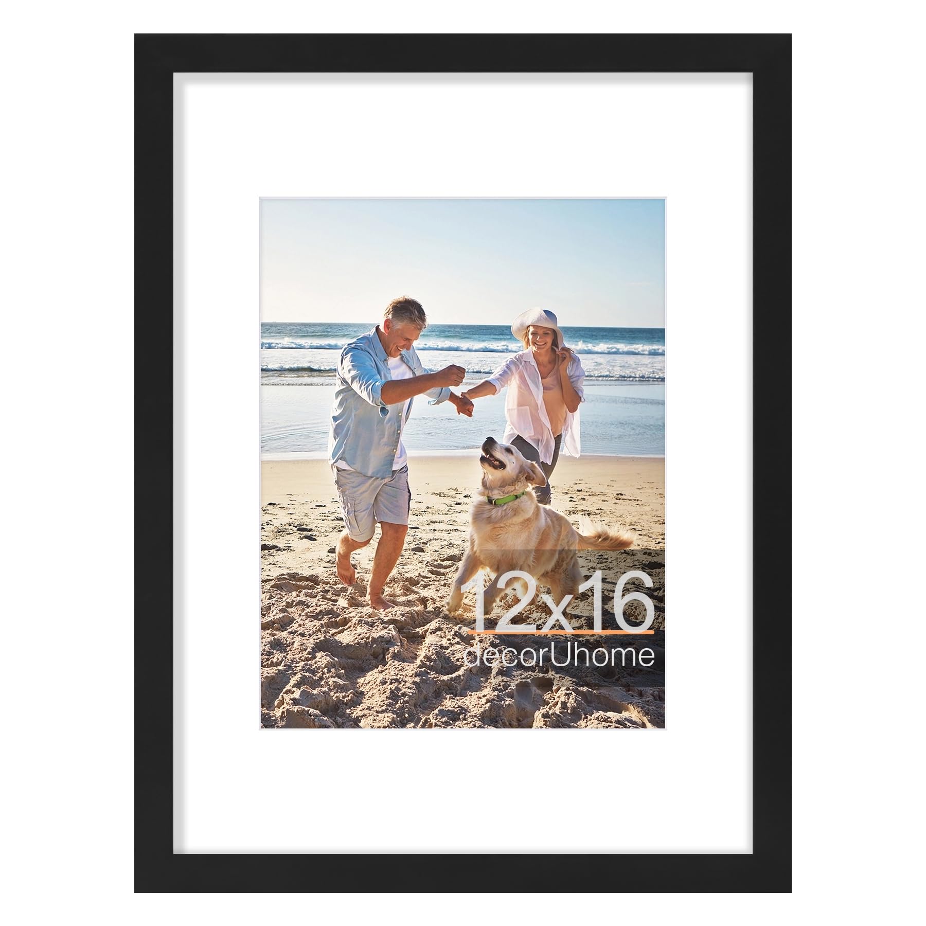 Photo 1 of decorUhome 12x16 Picture Frame, Display 8.5x11 Certificate with Mat or 12x16 Poster without Mat, Wall Mounting Photo Frame, Black, 1 Pack