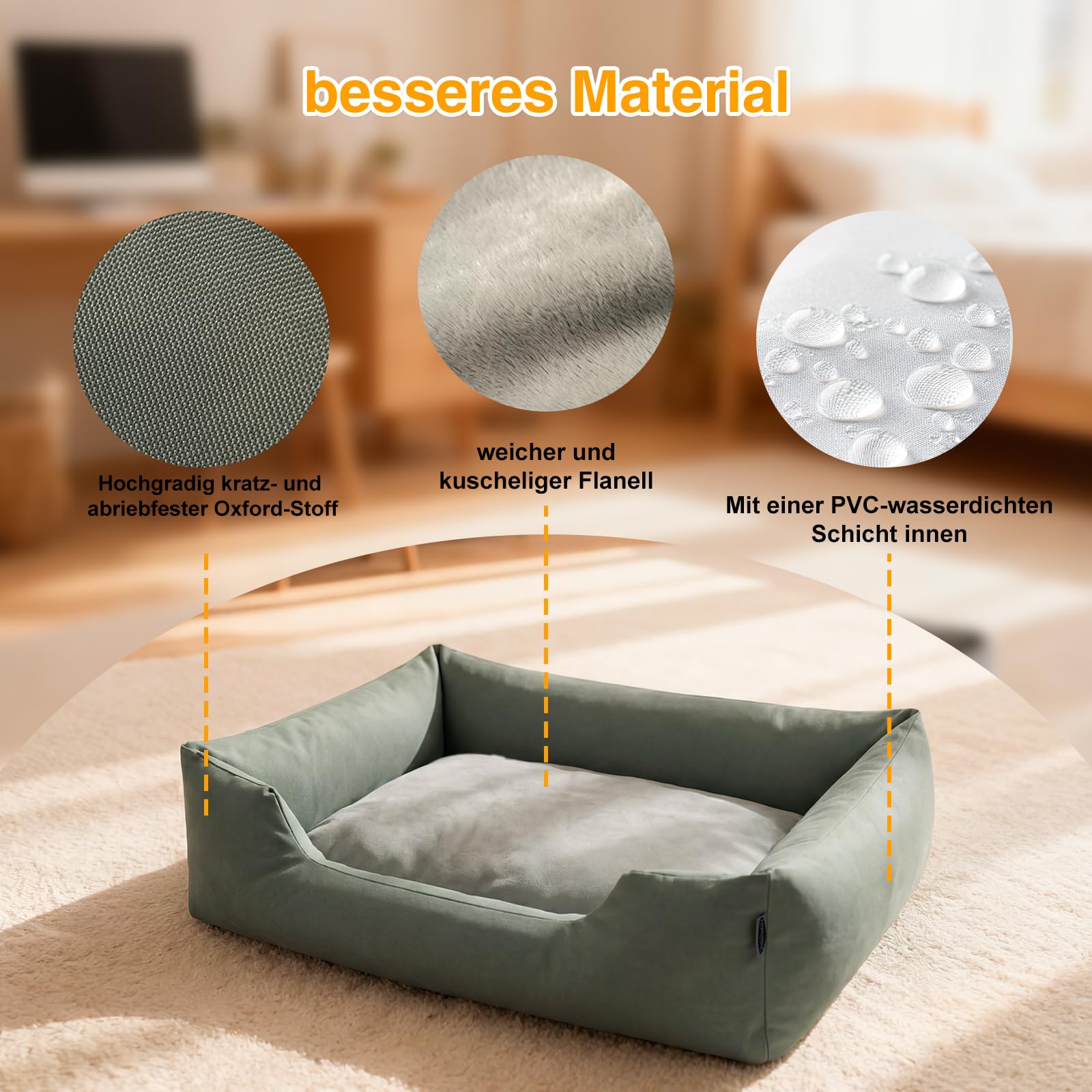 Zedelmaier Hundebett für Hunde & Katze, Dog Bed - 90×68×24cm, Dicker Hundekissen, ergonomisches Hundebetten mit abnehmbarem Bezug, kratzfestes & wasserdichtes Hundekorb, Hundesofa waschbar