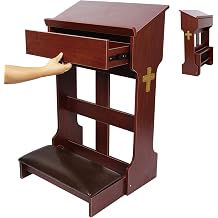 Wooden Prayer Kneeler with Foldable Padded Stool and Drawer for Praying Catholic