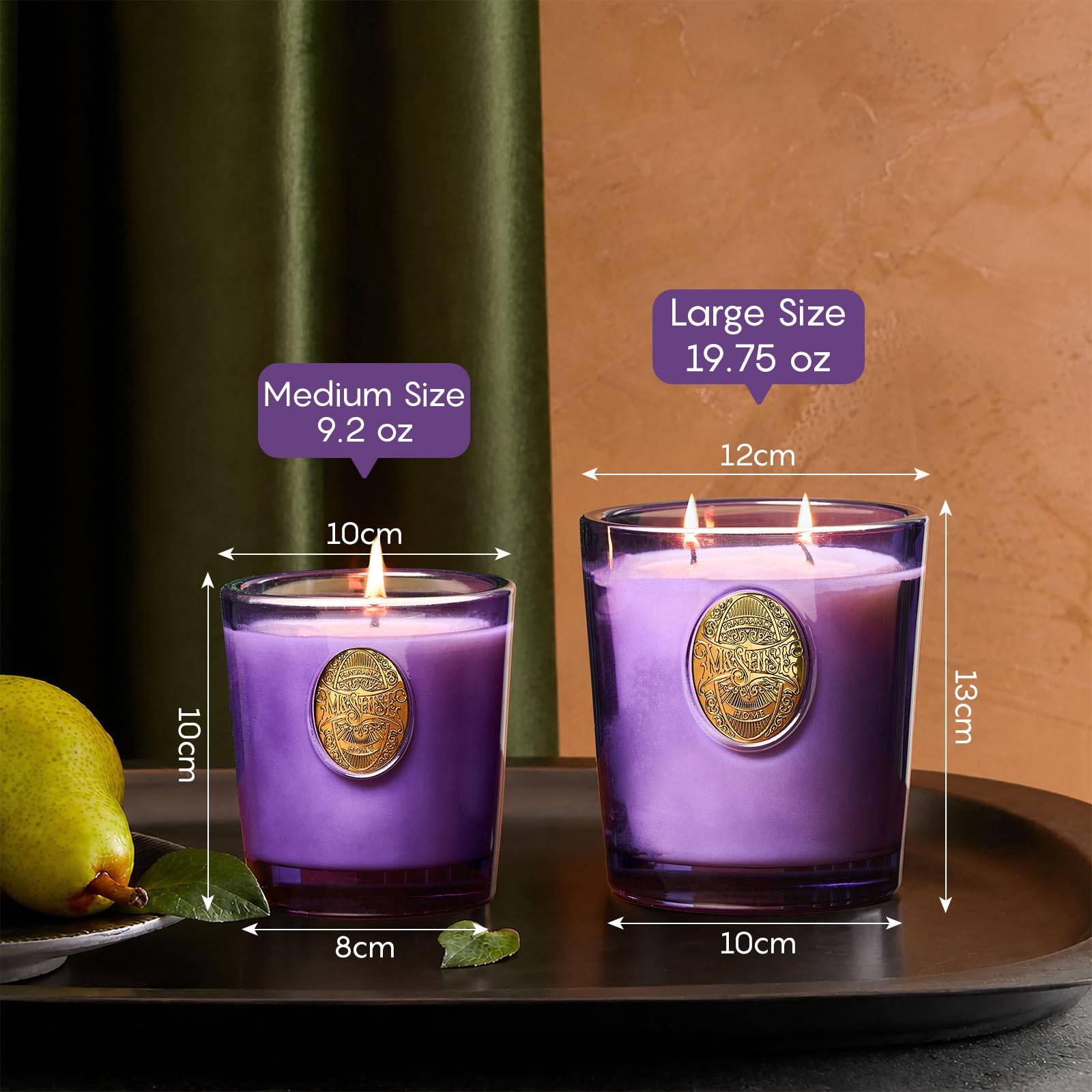 M&SENSE Vela grande de soja de dos mechas, lavanda cítrica y morado, 20 onzas, tiempo de combustión de 120 horas, vela perfumada de lujo para relajación, regalo, decoración del hogar, ideal para