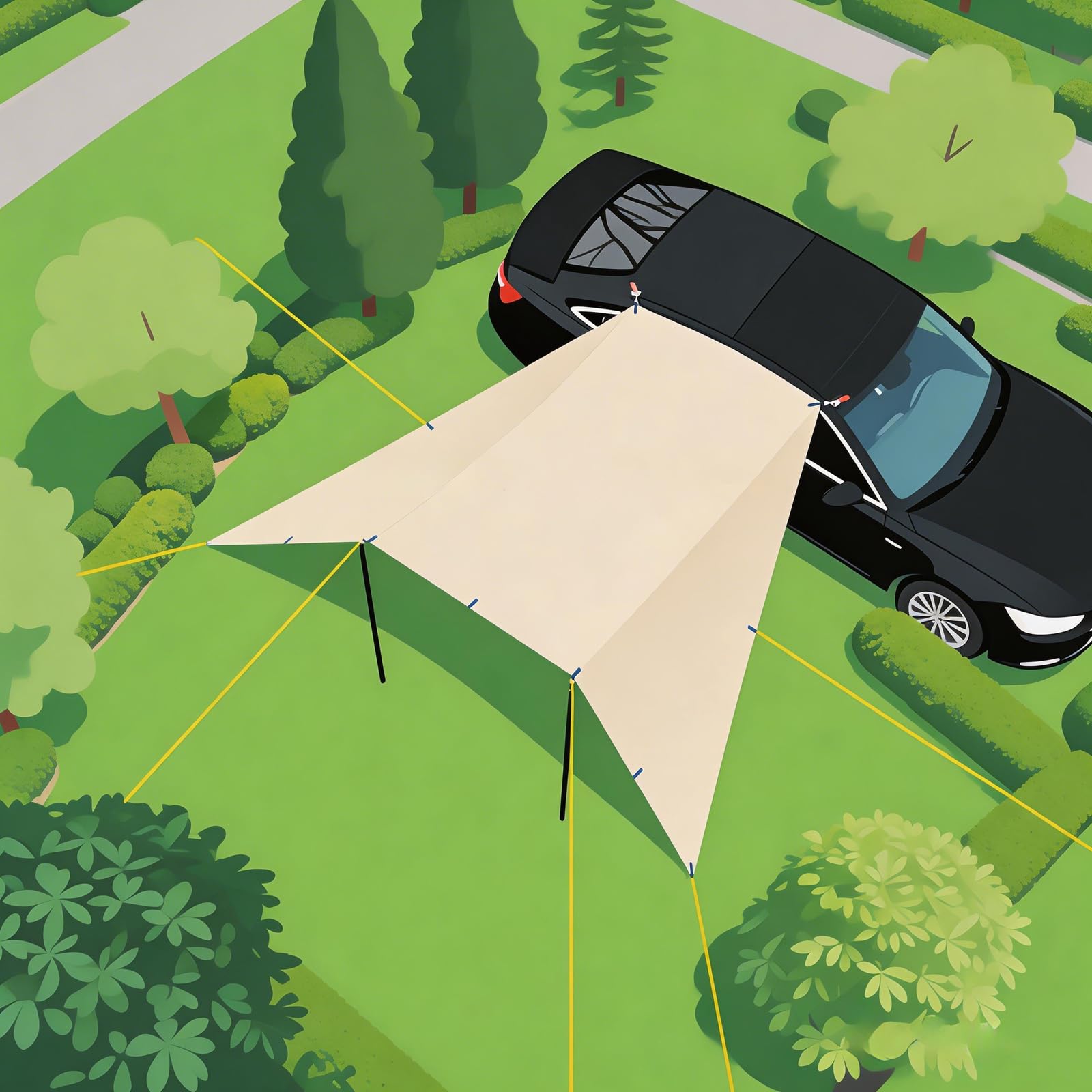 Sonnensegel Wohnwagen, Markise Wohnmobil, Sonnenschutz UPF 50+, UV-beständig, Wasserdicht, geeignet für Autos und Wohnmobile, Befestigung mit Saugnapf, leicht zu verstauen