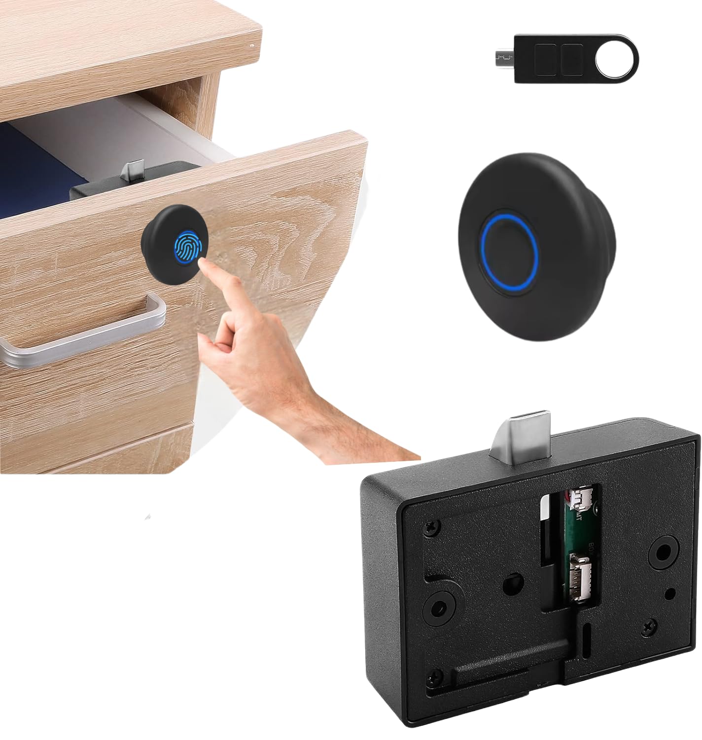 Escozor® Metal Smart Biometric Digital Lock for Cabinet,Drawer,Openable Wardrobe (Not for Sliding) Unlock Using 20 Fingerprints & E-Key (PMF01 with Motorized Lock Body) (Black) (B0D3Z1MTY6) Amazon Price History, Amazon Price Tracker