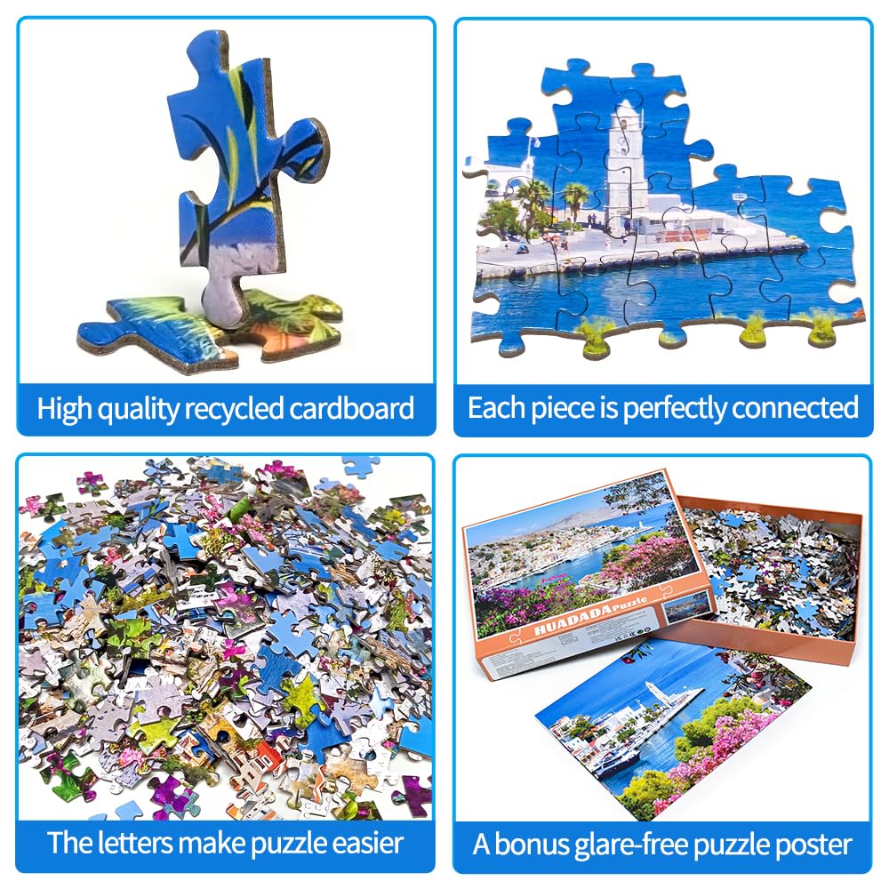 Puzzles 1000 Pieces for Adults jigsaw puzzles for adults 1000 Piece Puzzle Challenging Game for The Whole for Women Gifts for Men jigsaw puzzle Theme:Greece Symi town - Image 3
