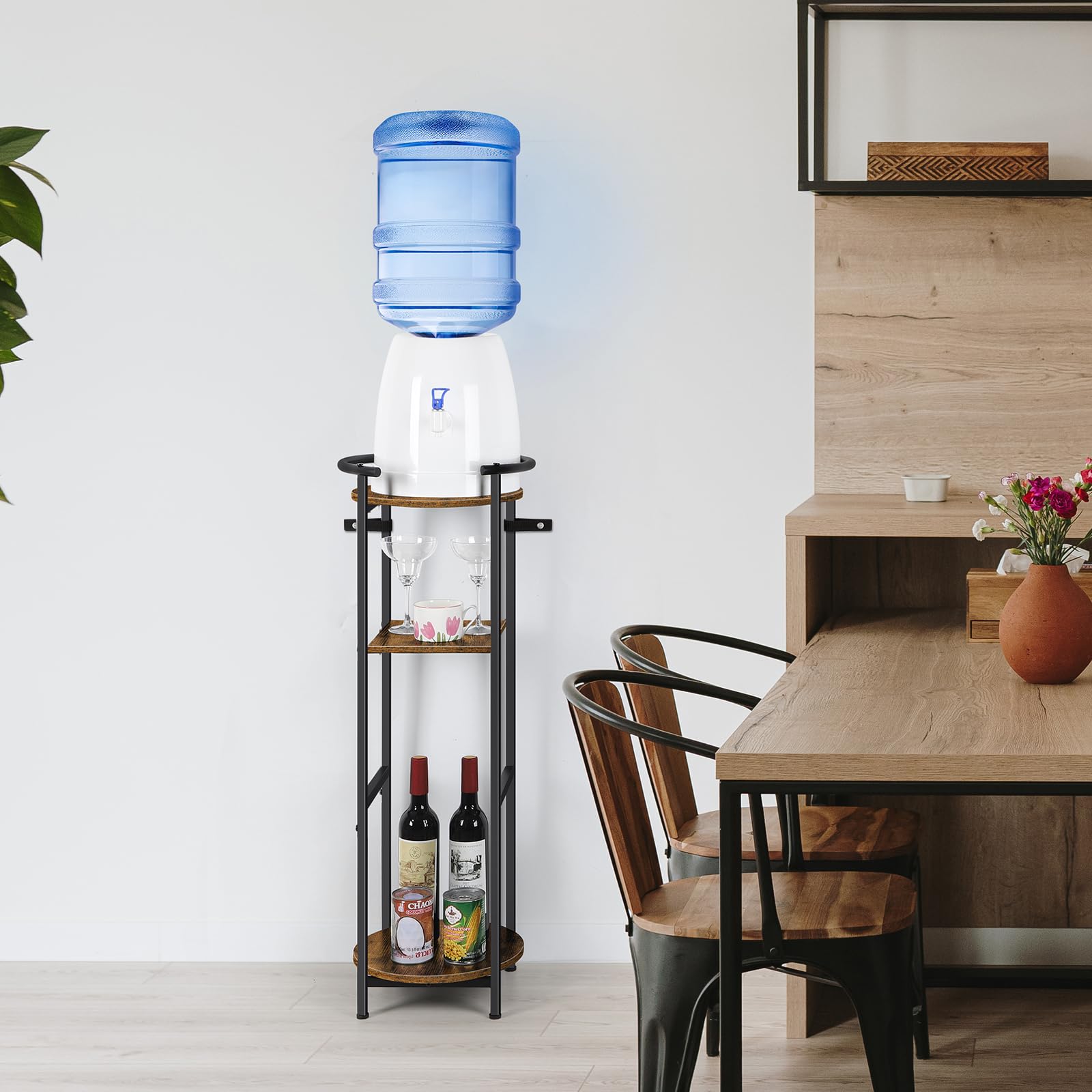 Support Pour Bouteille D'eau 5 Gallons (18.9L) Avec 2 étagères - Rangement Maison/bureau