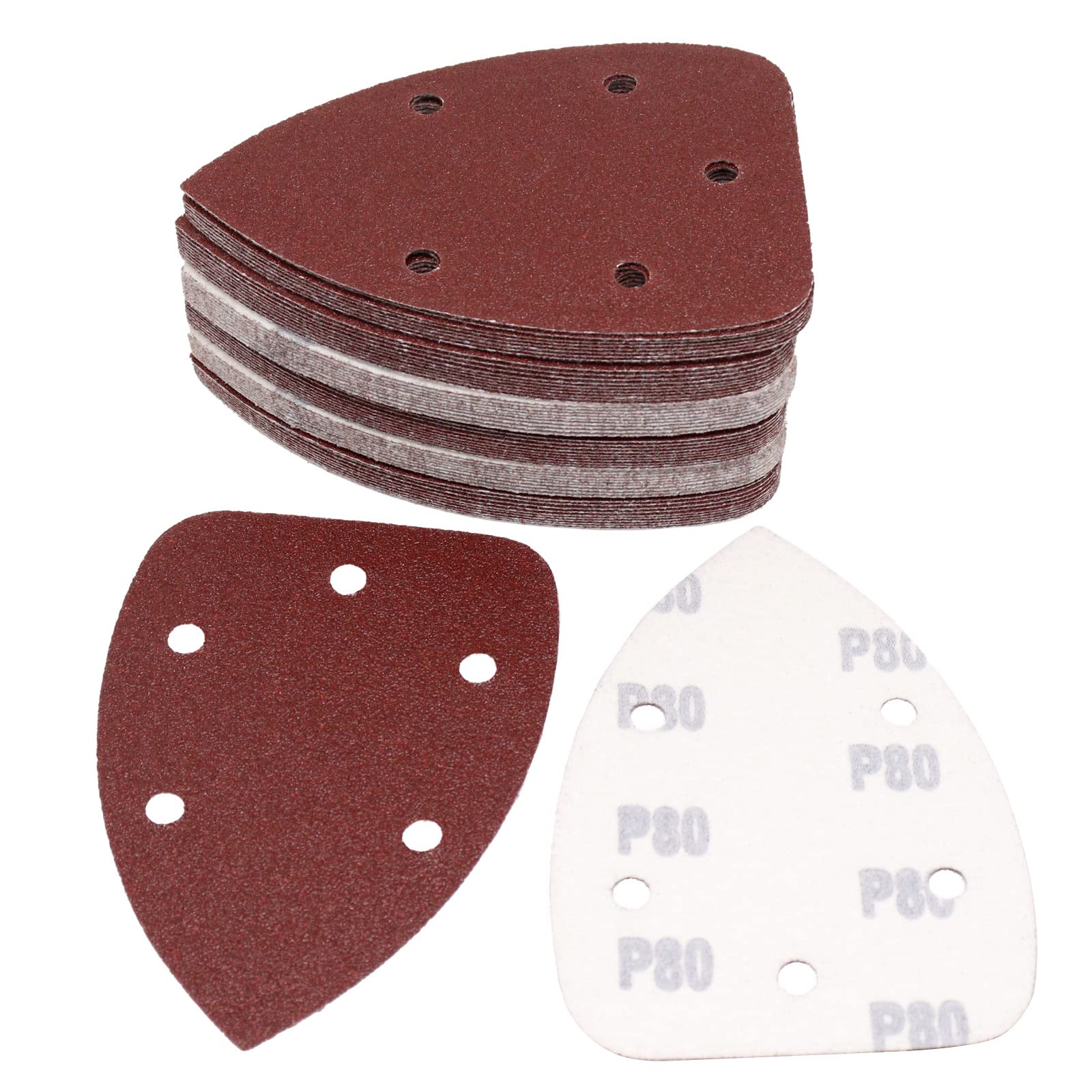 SWZHAI 60 Pcs 80 Grit Mouse Detail Sander Sandpaper, Aluminum Oxide Mouse Sander Pads 5 Hole Palm Sander Pads Sanding Sheets for 140mm Mouse Sander