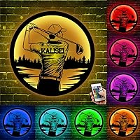 Vista 1 de Custom Golf Player Hanging LED Night Light Personalized Golf Name Neon Sign Golf Player Themed Gift Golf Swing Metal Sign Golf Player Wall Art