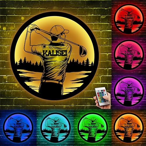 Miniatura 1 de Jugador de golf personalizado colgante LED luz nocturna nombre de golf personalizado letrero de neón jugador de golf regalo temático Golf swing