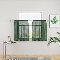 Vista 52 de UPOPO Paneles de Cortina Beige Pequeños Cortinas Transparentes de Gasa de 16 Pulgadas de Largo Cortinas de Cocina de Voile con Textura de Lino