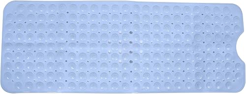 Non-Slip Bath Mat with Suction Cup, Safety Shower Bath Mat, Massage Pad for Bathroom, Large, Blue, 38x100cm