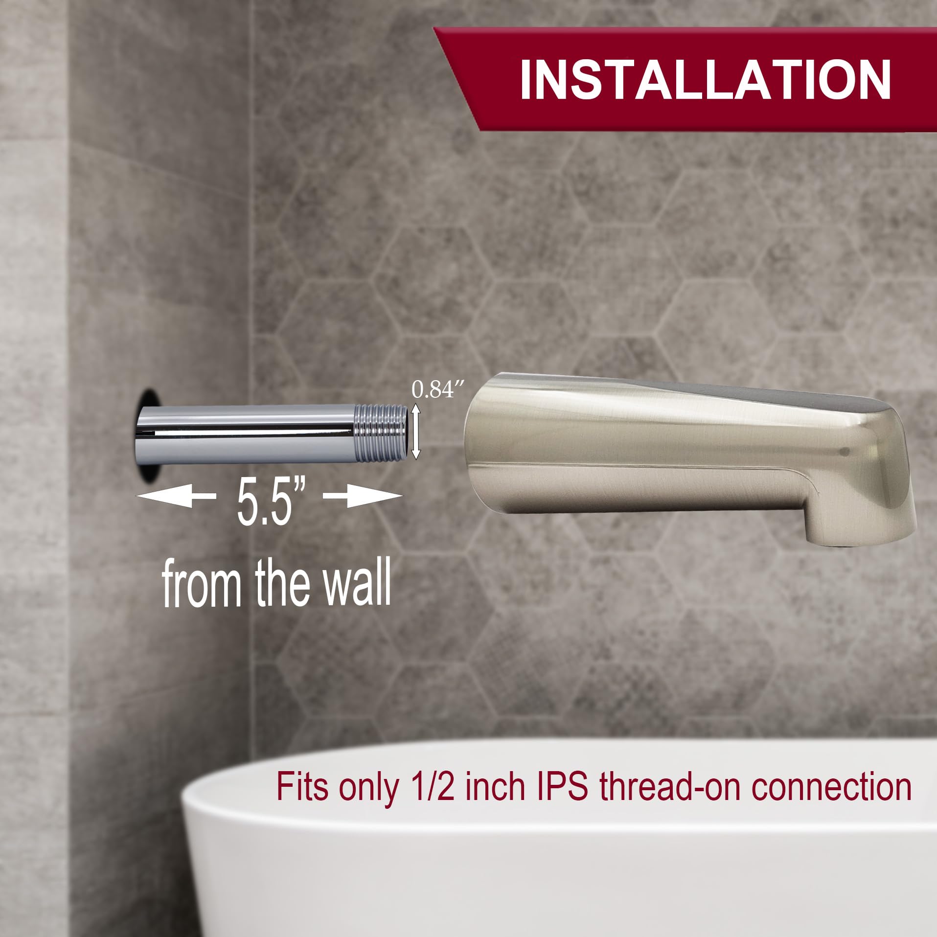 Westbrass E507-1F-20 7 "Alcance de montaje en pared Tub Spout, acero inoxidable