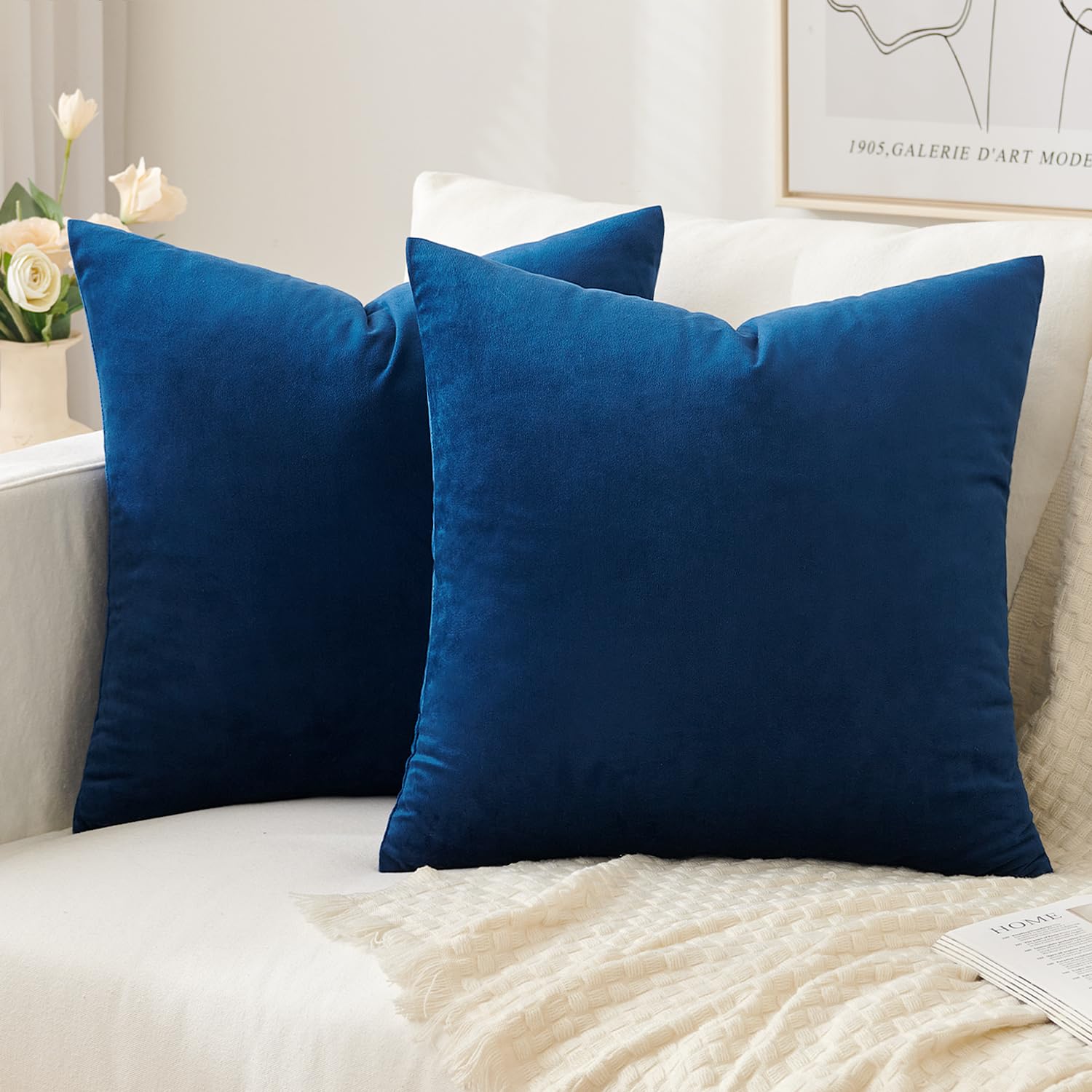 Slozzi 2er Set Samt Kissenbezüge Haushalt Dekokissen Dekorative Kissenhülle Weich Sofakissen für Sofa Schlafzimmer Wohnzimmer