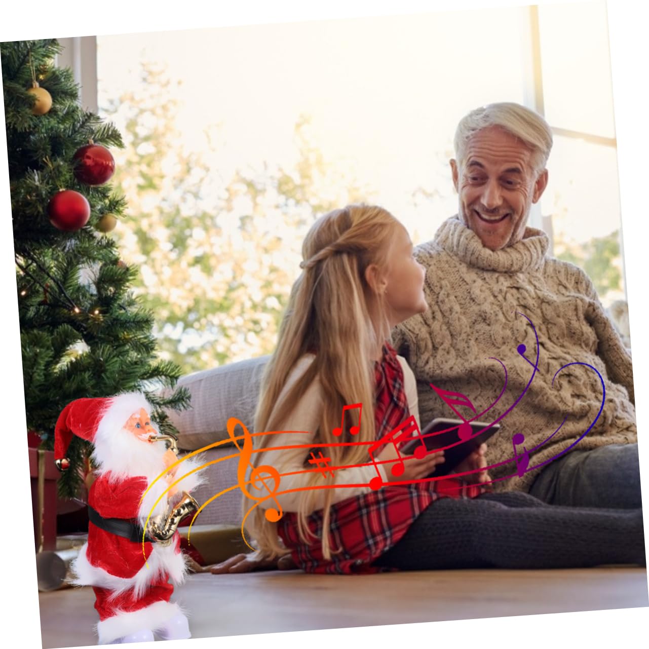Abaodam Muñeca Musical de Papá Noel Juguete Eléctrico para Decoración Navideña Adorno Creativo de Papá Noel para Fiesta de Invierno