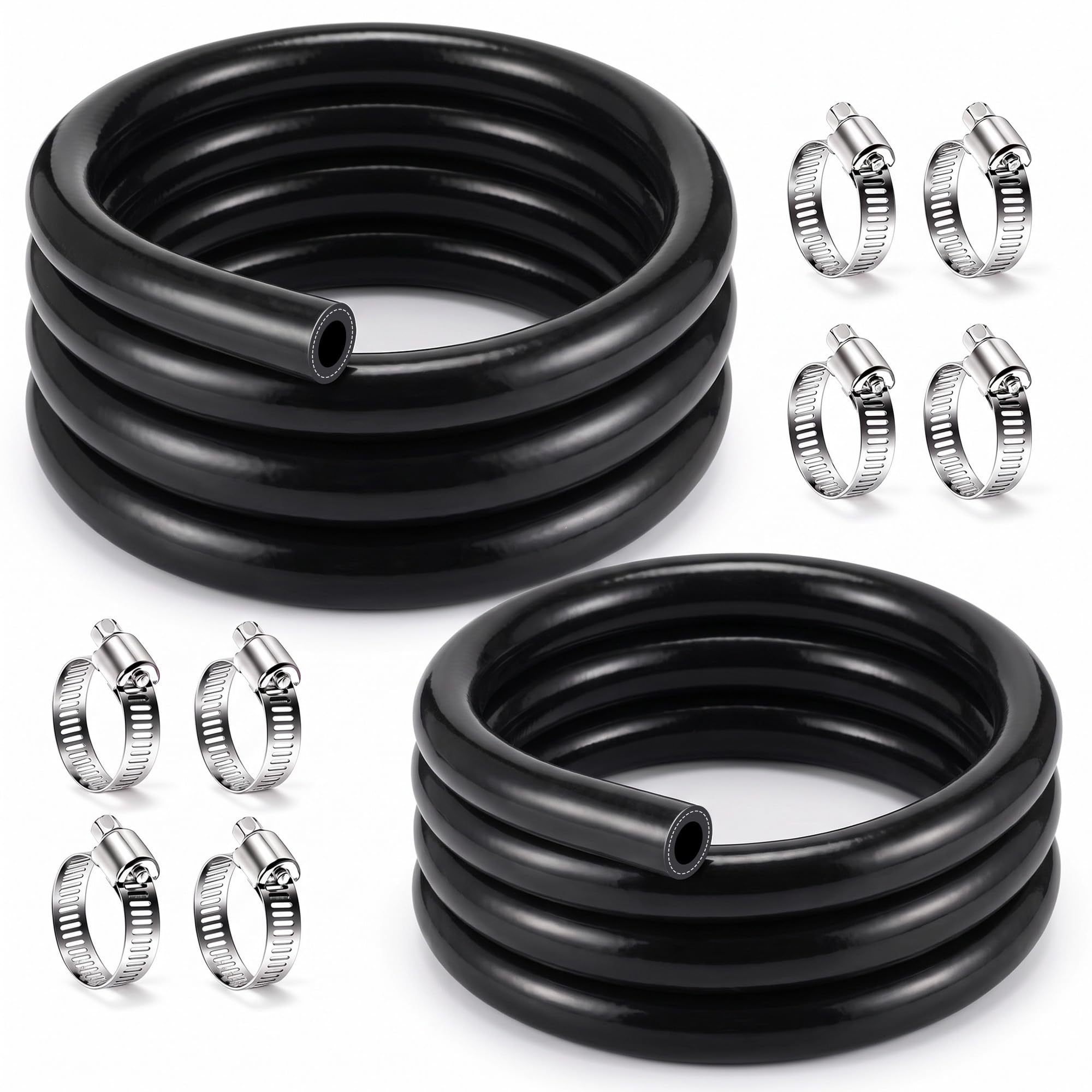 3/4" &amp; 5/8"Heater Hose, Silicone Heater Hose 5 FT Each, 8 Clamps