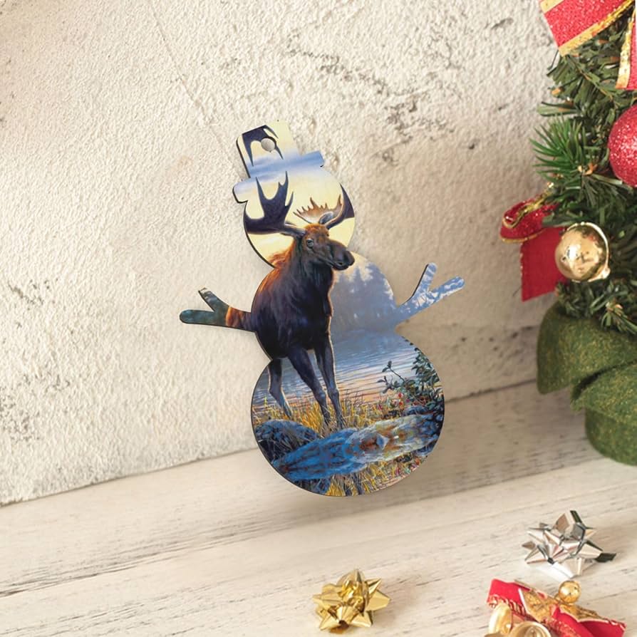 Amazon.co.jp: 動物 ノーザンヘラジカ プリント 木製 天使 クリスマス