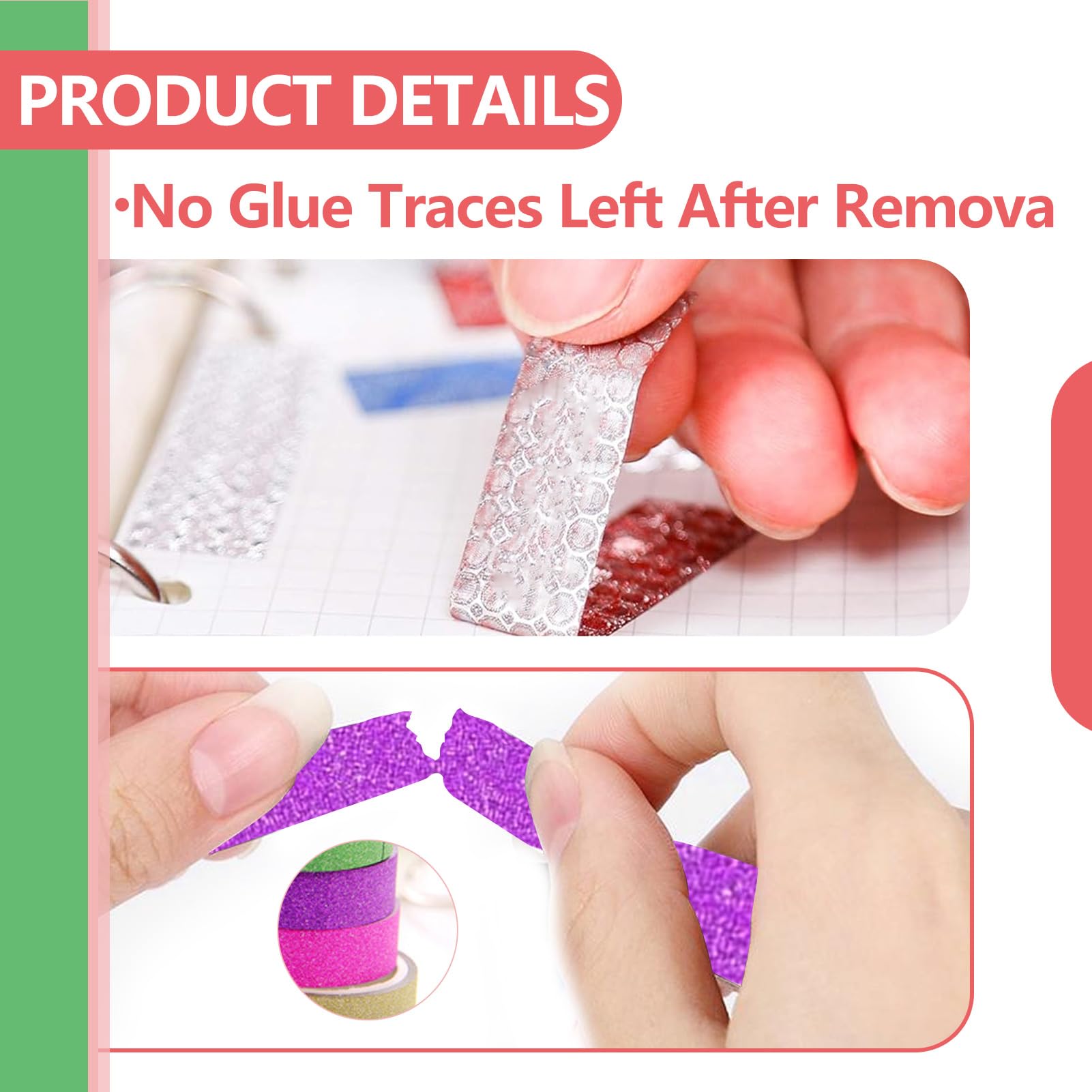 12 rollen kleurrijke glitter washi tape set, fonkelende metallic